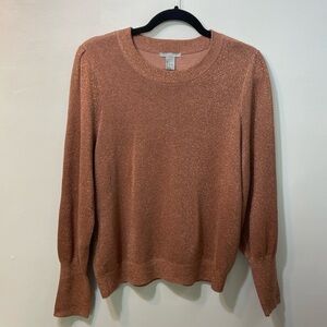 H&M Women’s Peace Pink BARBIECORE Metallic Crew Neck Sweater.Size-Large.